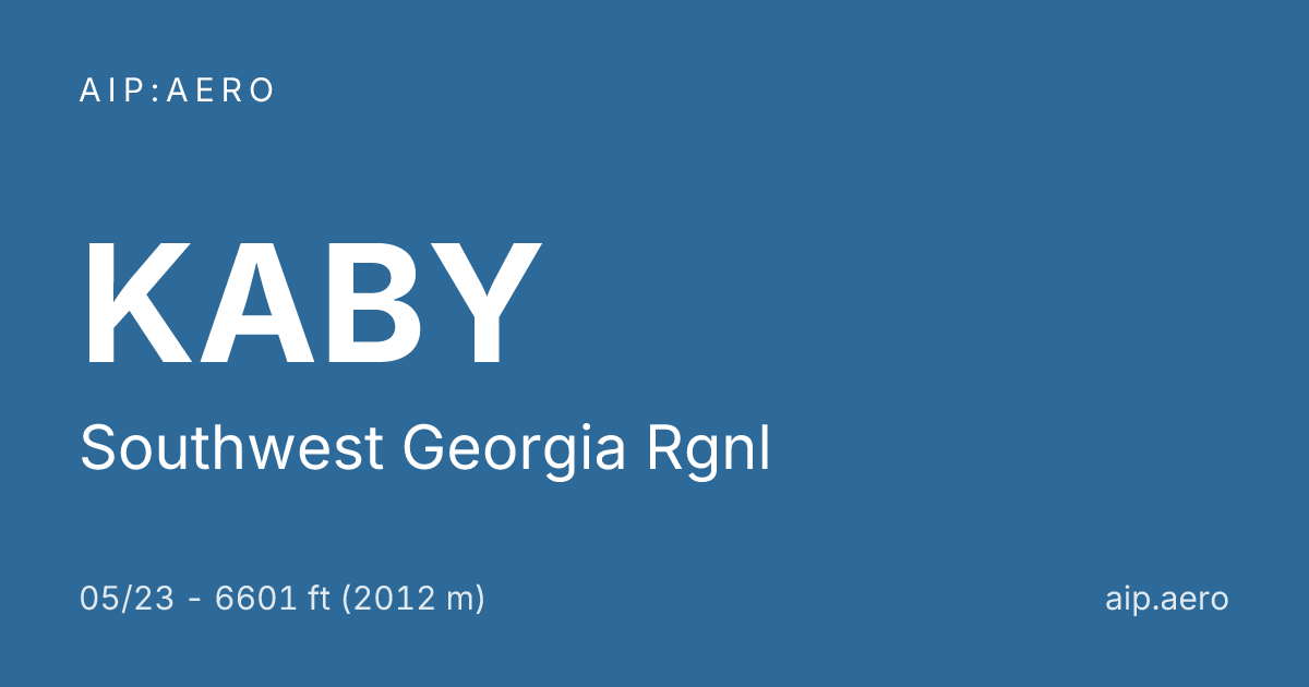 🛩️ AIP IFR Charts of Southwest Georgia Rgnl KABY ️