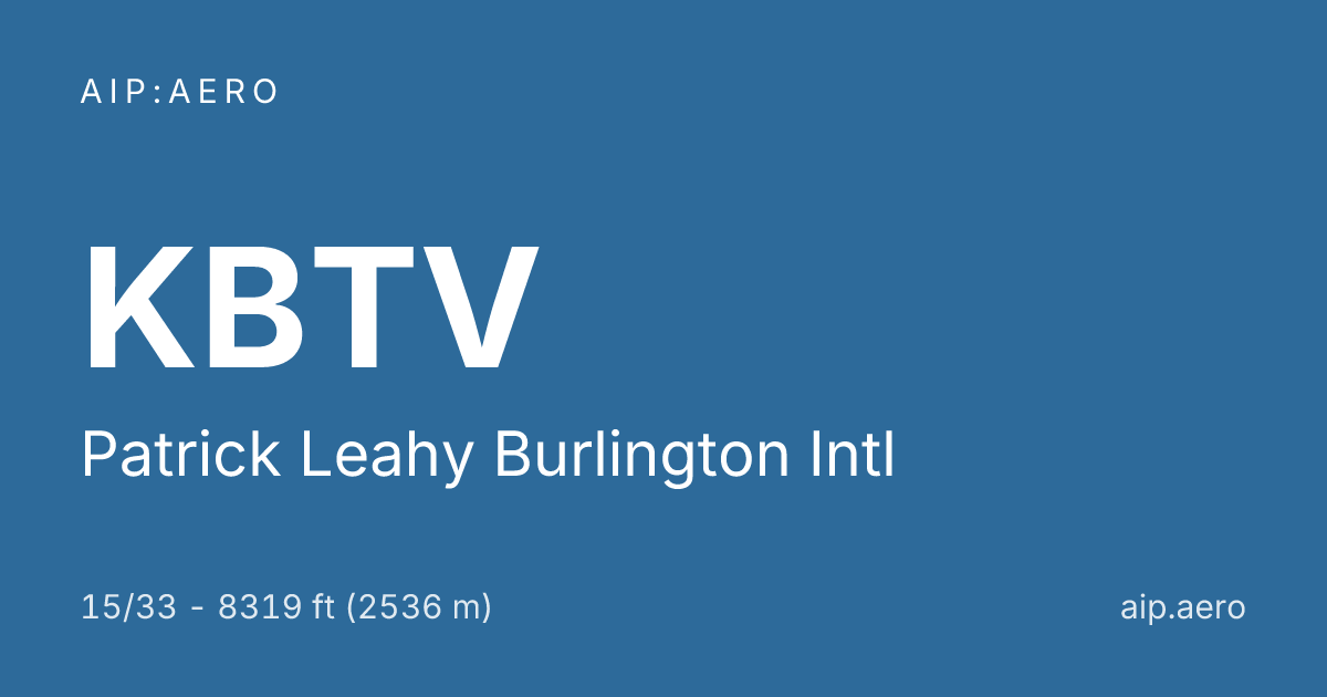 🛩️ AIP IFR Charts of Patrick Leahy Burlington Intl KBTV ️